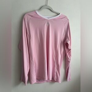 Adidas Pink and White Long Sleeve Top
